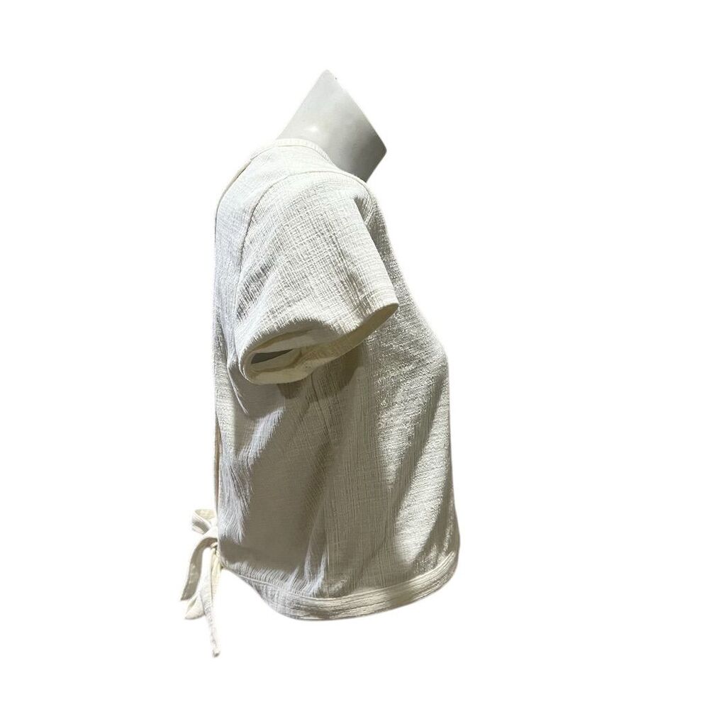 Madewell Women's Ivory Tie-Back Short Sleeve Top Size M Casual - Picture 7 of 9